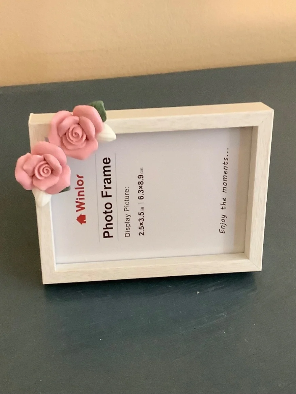 2.5” x 3.5” porcelain rose frame